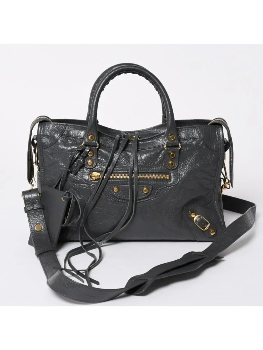 Balenciaga Classic City 2-Way Shoulder Bag Dark Gray Gold